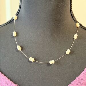 Delicate Freshwater Pearl Station Necklace -